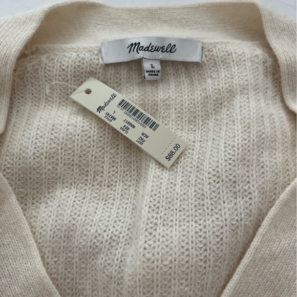 NWT Madewell Ribbed Lyle Henley Sweater Cream Large - Picture 8 of 10